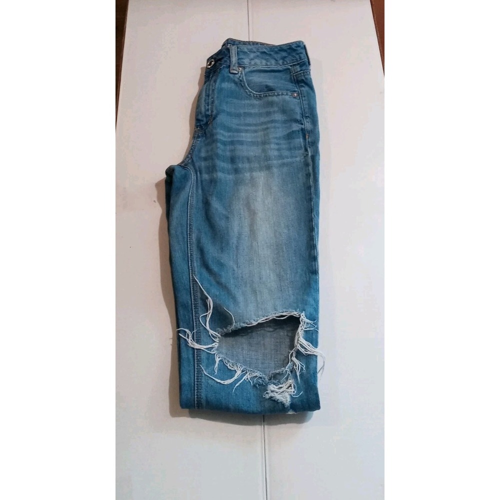 American Eagle High Rise Tomgirl Ripped Blown Out Jeans Size 0. 26X25 Grunge Y2K - Picture 7 of 16